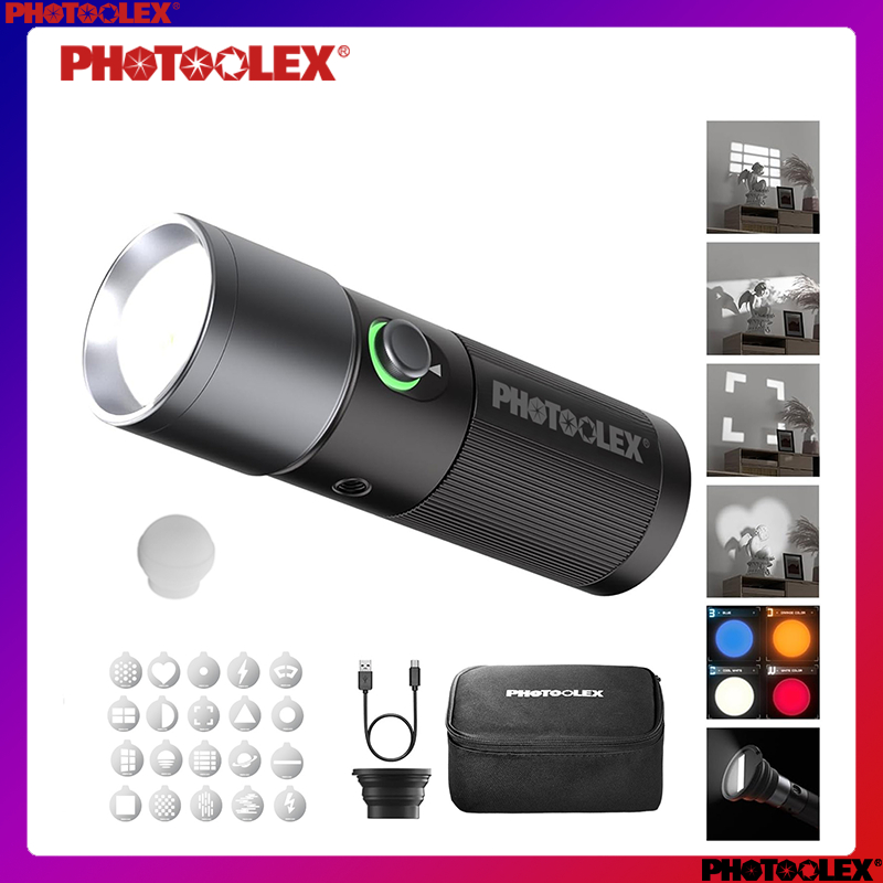 PHOTOOLEX Official Release Four Colors Photography Flashlight Set 10W ...