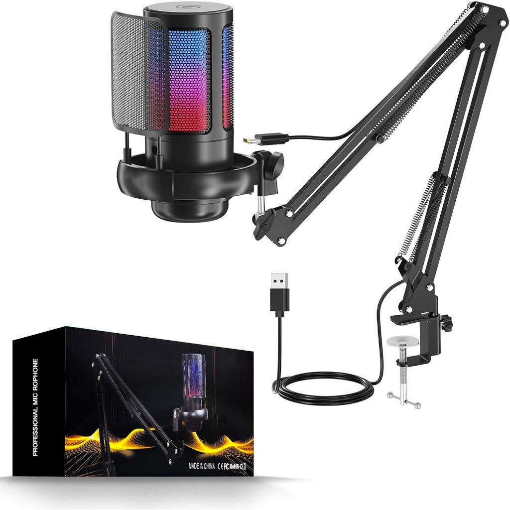 USB Gaming Microphone for PC, Podcast Microphone Kit for Streaming ...