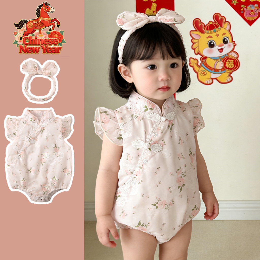 Newborn Baby Girls Cheongsam Summer Girl Baby Romper Chinese New Year ...