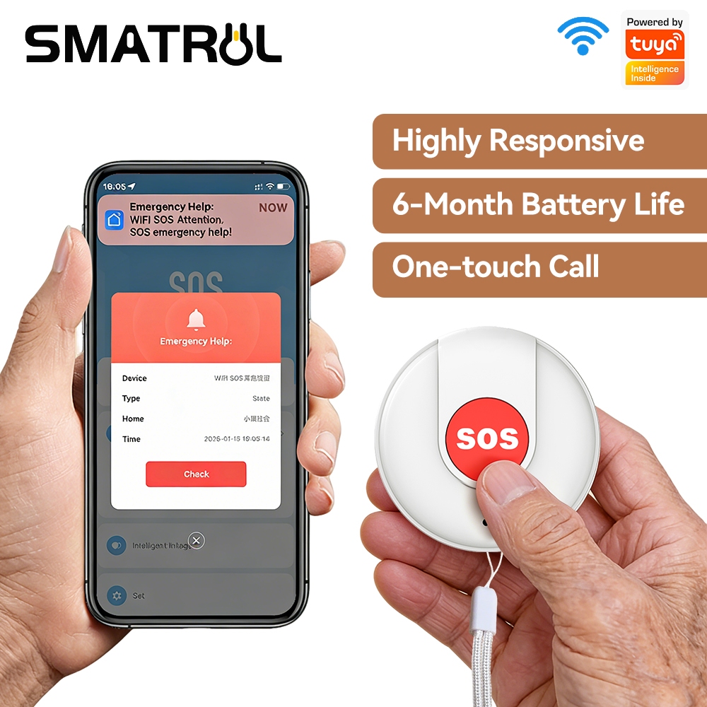 SMATRUL Tuya WIFI Smart SOS Call Button Wireless Caregiver Pager,Smart ...