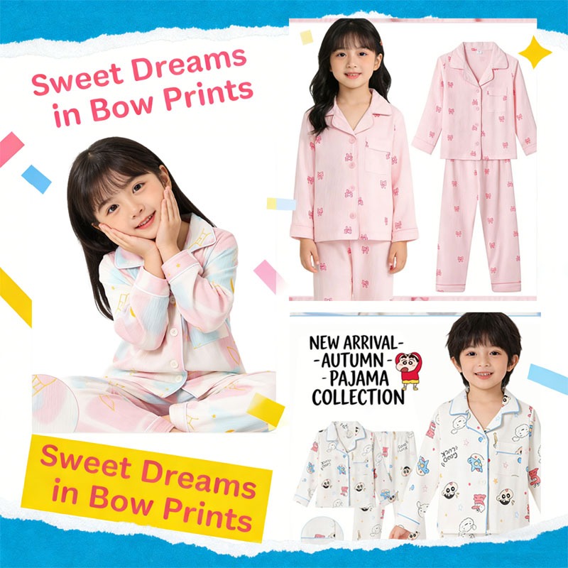Kids Pyjamas Boy Girl Cute Cartoon Long Sleeve Pajamas Children ...