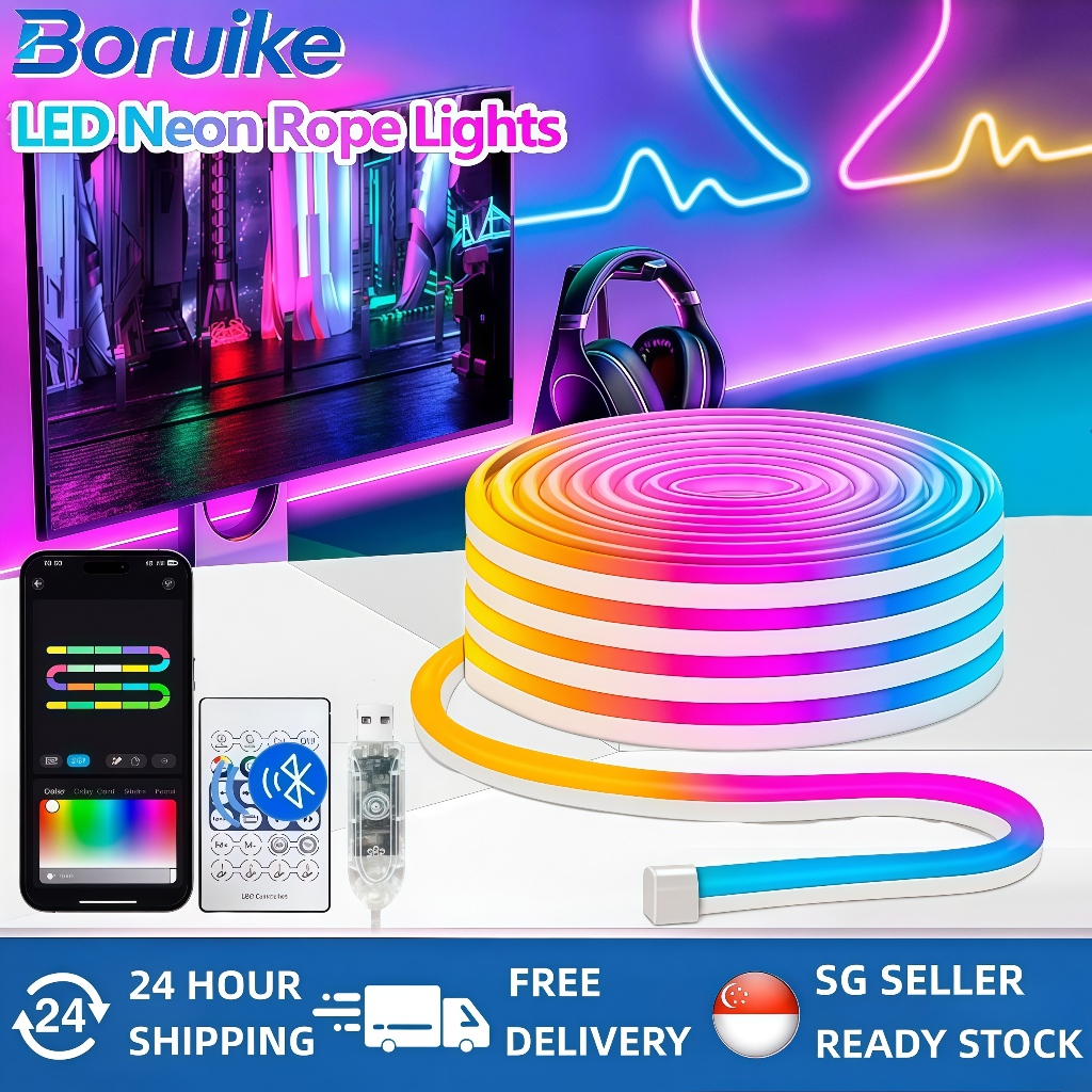 SG Seller 】3M/5M RGBIC application Neon flexible Light Strip Neon Light ...