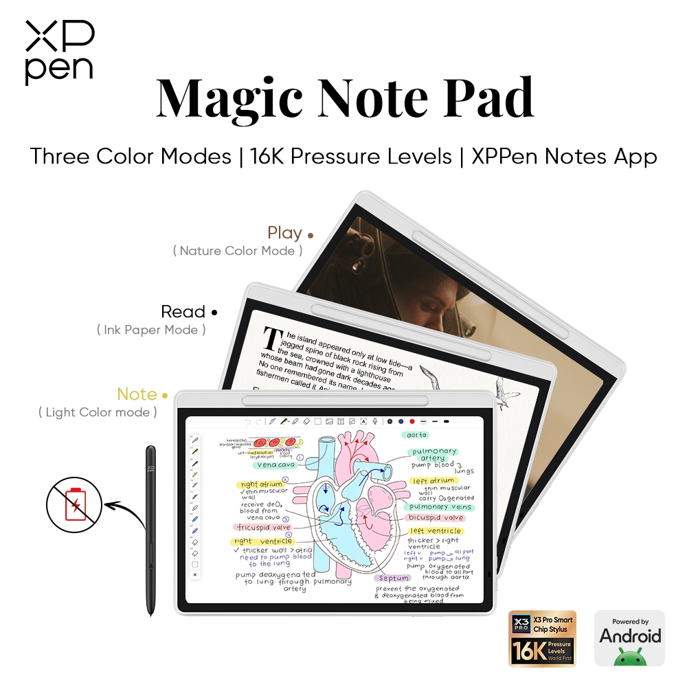XPPen Magic Note Pad 128GB World-first 3-in-1 Color Note Pad & E Note ...