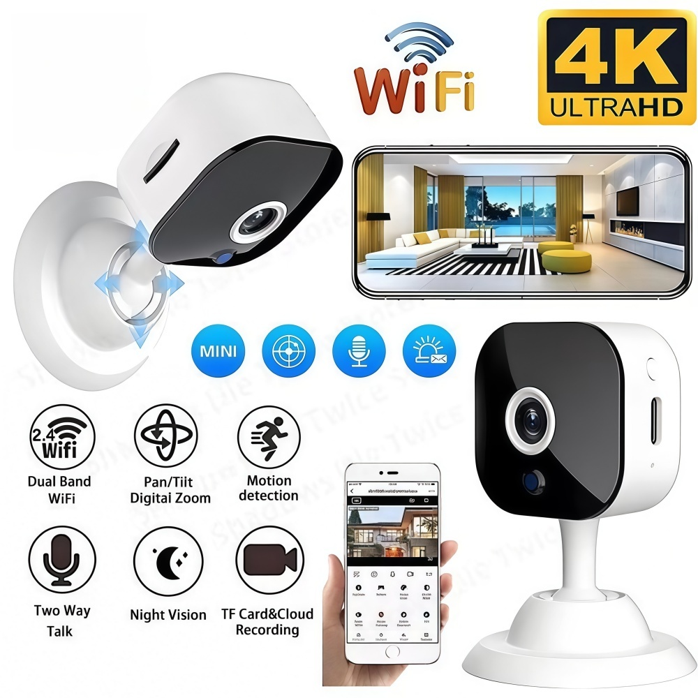 Wireless Camera 4K WiFi Monitoring Smart Home Security Camera 1080P HD ...
