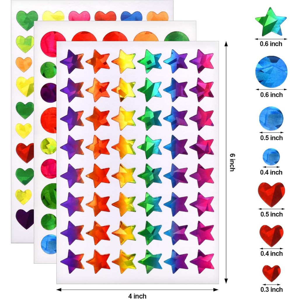 1710 Pcs Star Stickers for Kids Reward, Small Sparkly Holographic ...