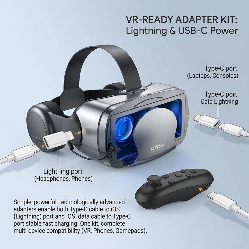 3D VR Headset Virtual Reality Glasses with Headphones for 7