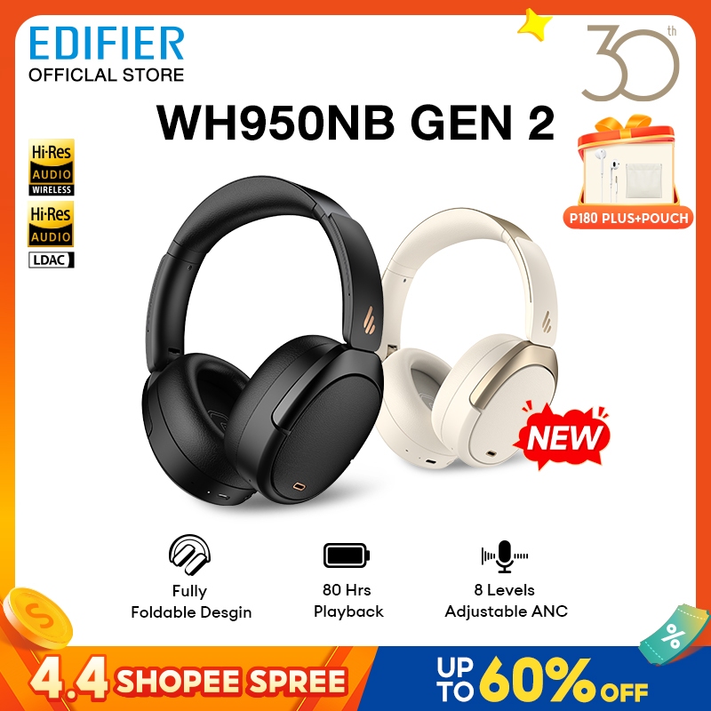 EDIFIER WH950NB Gen 2 Bluetooth V5.4 Headsets Wireless Noise Cancelling ...