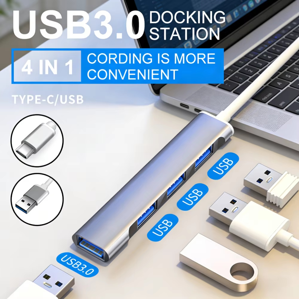 Ankndo 3 Ports USB Hub For Laptop Computer Mini Rotate Cable Splitter ...