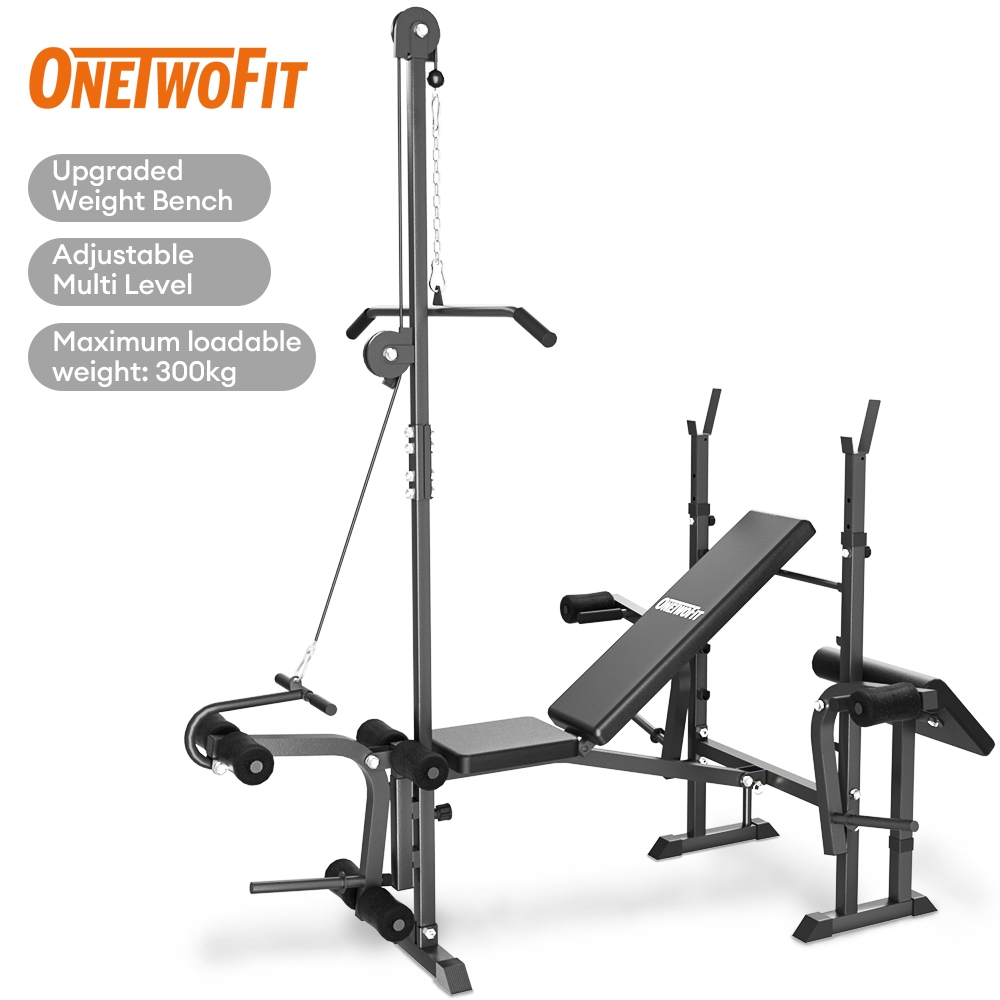 OneTwoFit Foldable Workout Bench - 300kg Heavy Duty Adjustable Gym ...