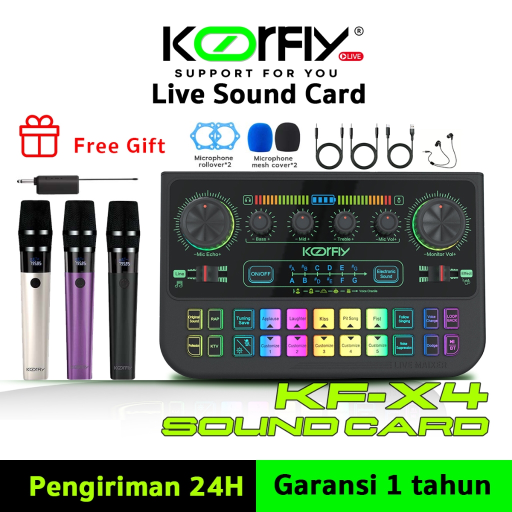 SG Stock] Sound Card With Microphone Set X4 Live Sound Card