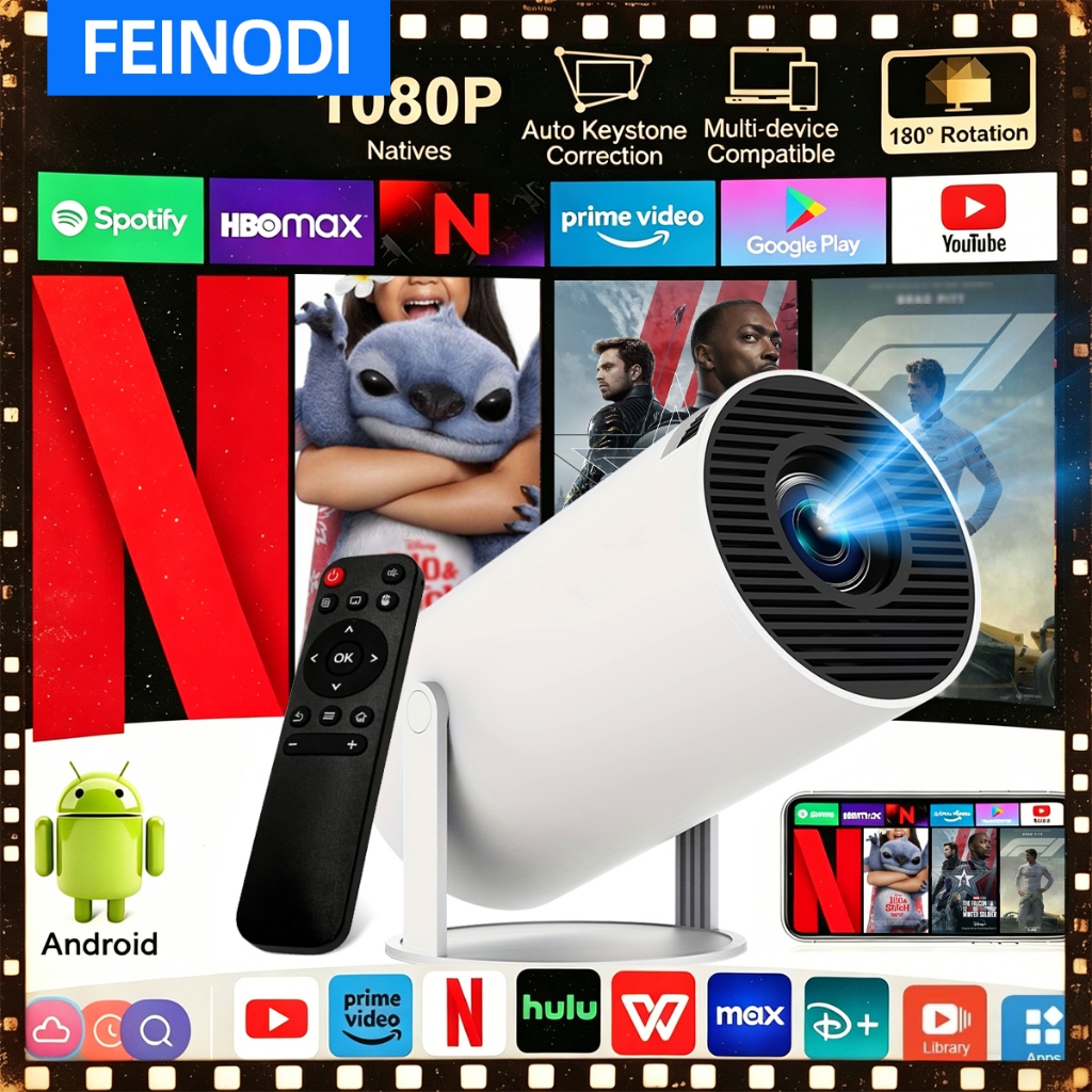 HY300 Projector 4K Android 11 Wireless Screen Projector Supports 2.4/5G ...