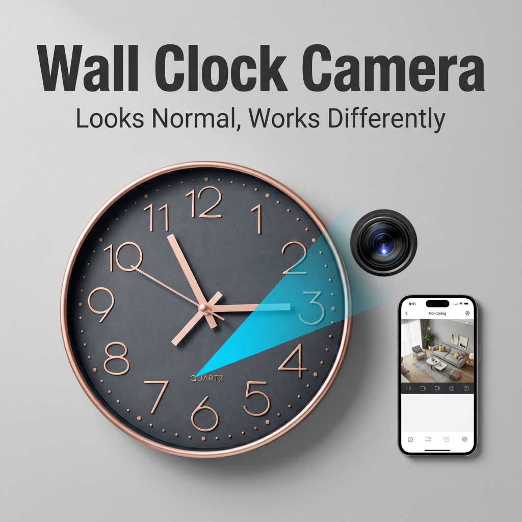 Wall Clock Style Hidden Camera with 1080P HD, WiFi Remote Monitoring ...