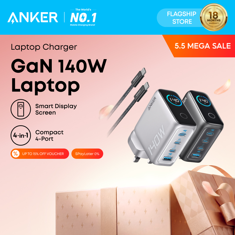 140W USB-C Charger, Anker Portable Charger, 4-Port Multi-Device Fast ...