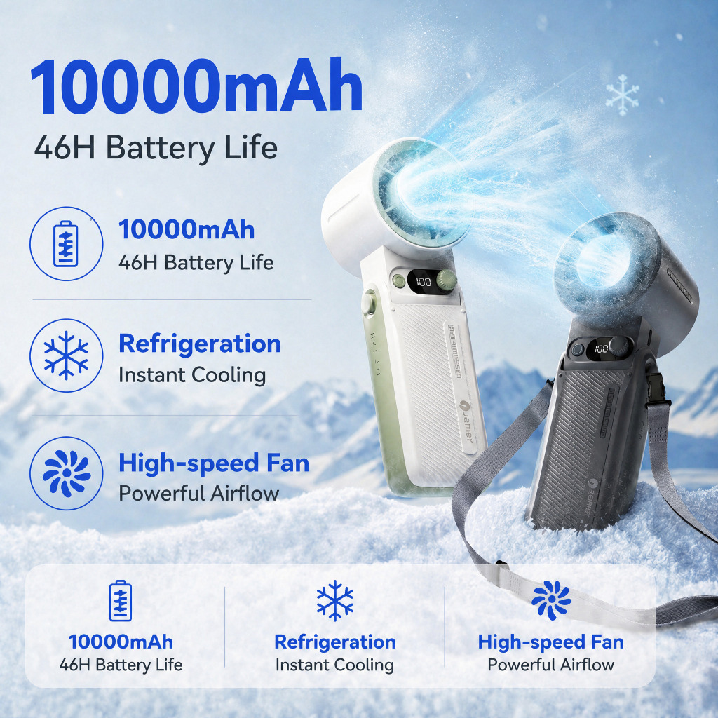 46 Hour Battery Life(2025 New) 10000mAh USB Rechargeable Portable Fan ...