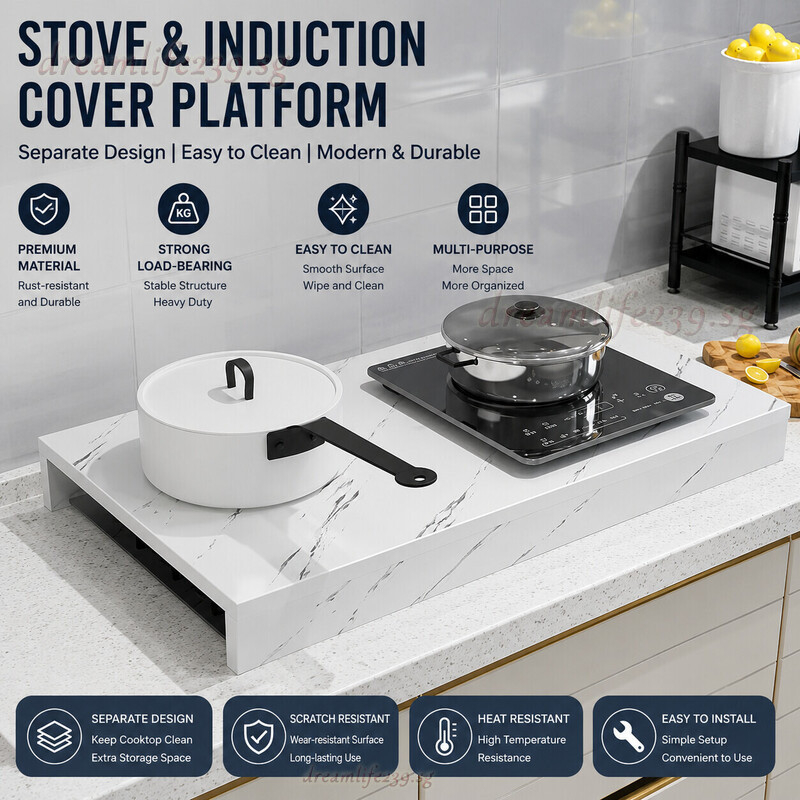 Gas Stove Cover Board Induction Cooker Support Rack Wooden Base Kitchen ...