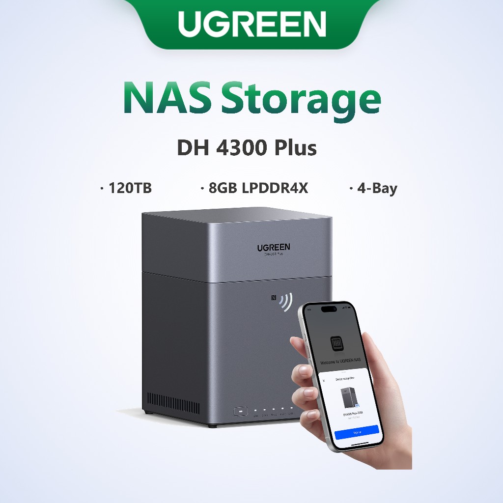 UGREEN NASync DH4300 Plus 4-Bay Desktop NAS, Support Capacity