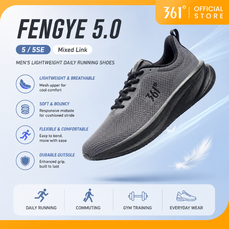 361 Degrees Fengye 5 Men Soft-soled Sports Shoes Mesh Breathable
