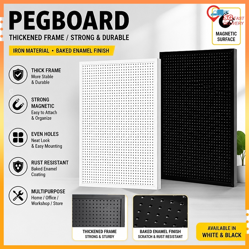 【SG Stock 】Pegboard Shelf Peg Board Wall Metal Hole Board Round Hole ...