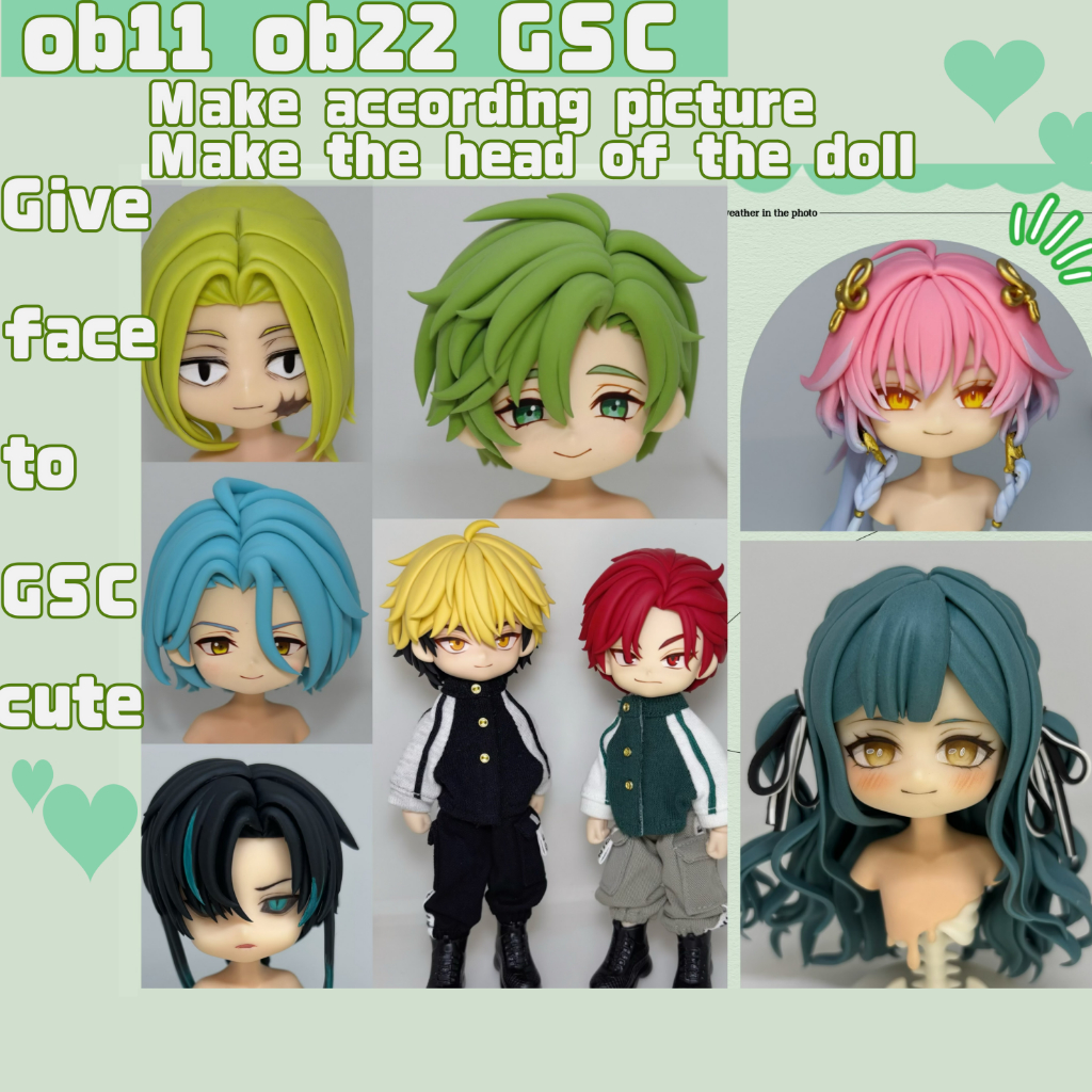 OB11 doll head customOb22 customization GSC Facial Painting Detachable ...