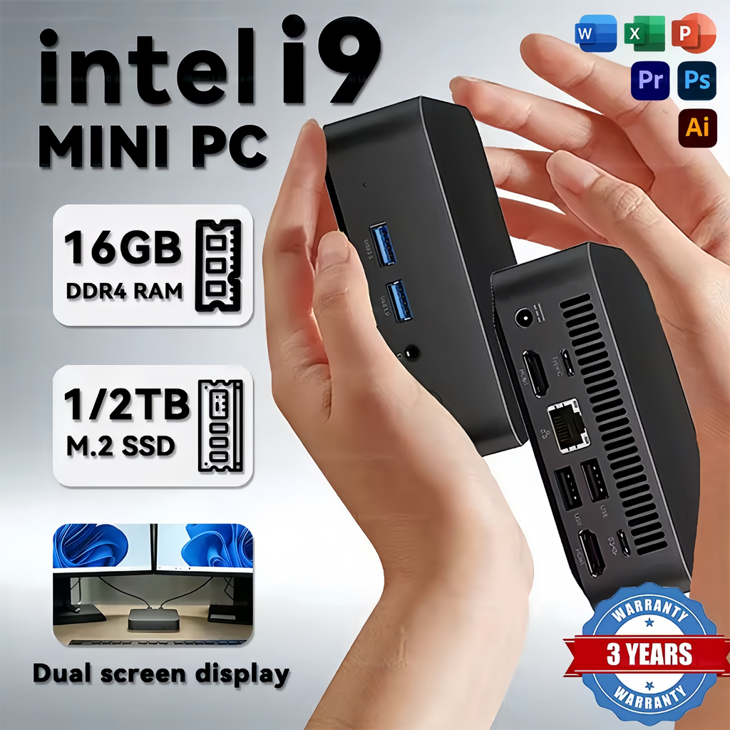 2026 Portable i9 Mini PC Windows 11 Pro16GB 2TB Gaming Computer Dual ...