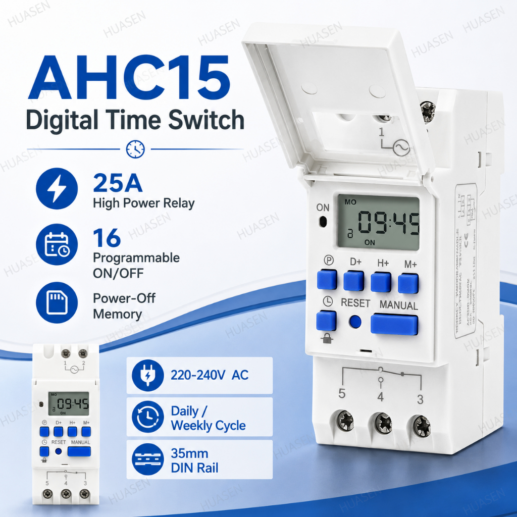 AHC15 Digital Time Switch 25A High Power Relay 220-240V Programmable ...