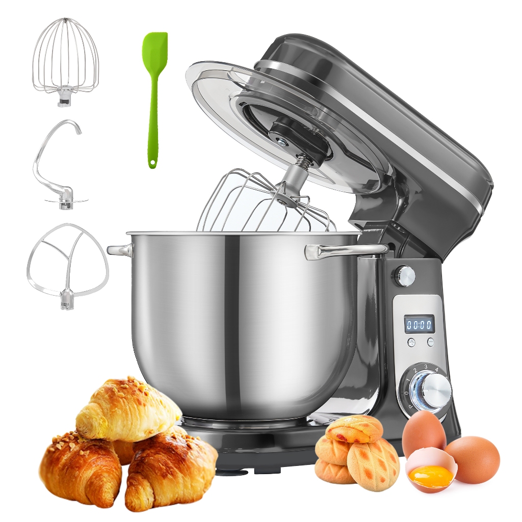 BioloMix 6L DC Quiet Motor 6 Speed Timer Display Food Stand Mixer