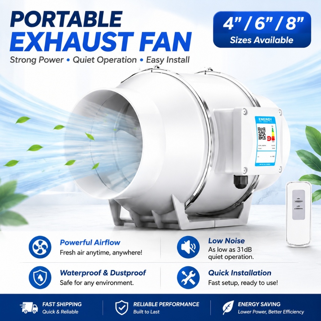 4''6''8'' Inch Exhaust Fan Extractor Fan Upgraded Vortex Exhaust Fan ...