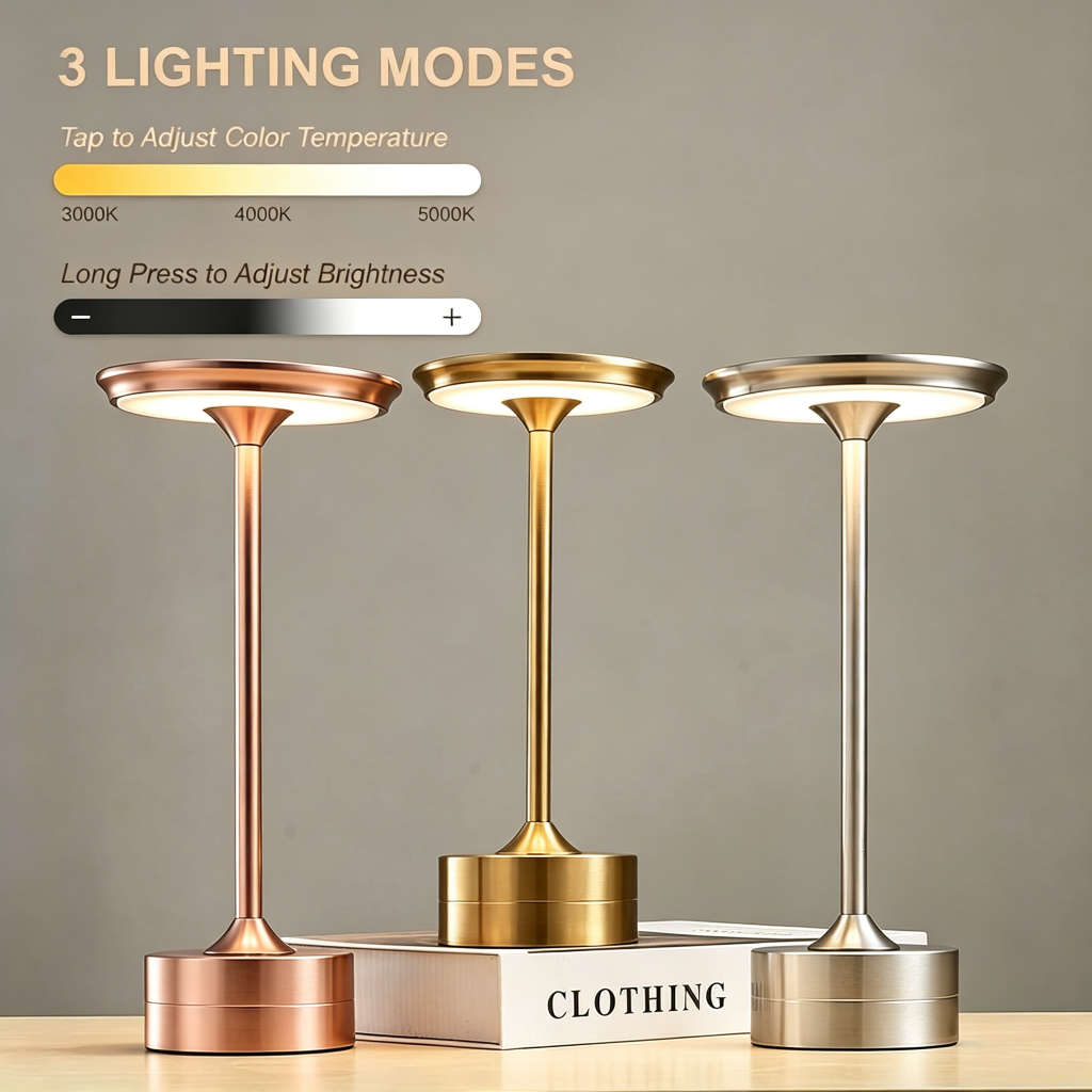 Portable Wireless LED Table Lamp Touch Sensor USB Rechargeable Night ...
