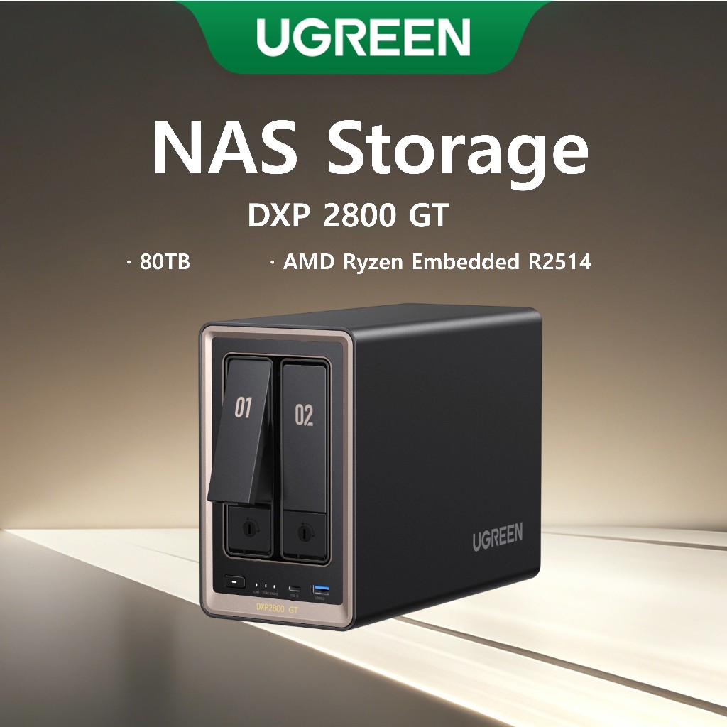 UGREEN NASync DXP2800 GT 2-Bay NAS Storage, 10GbE LAN, AMD Ryzen