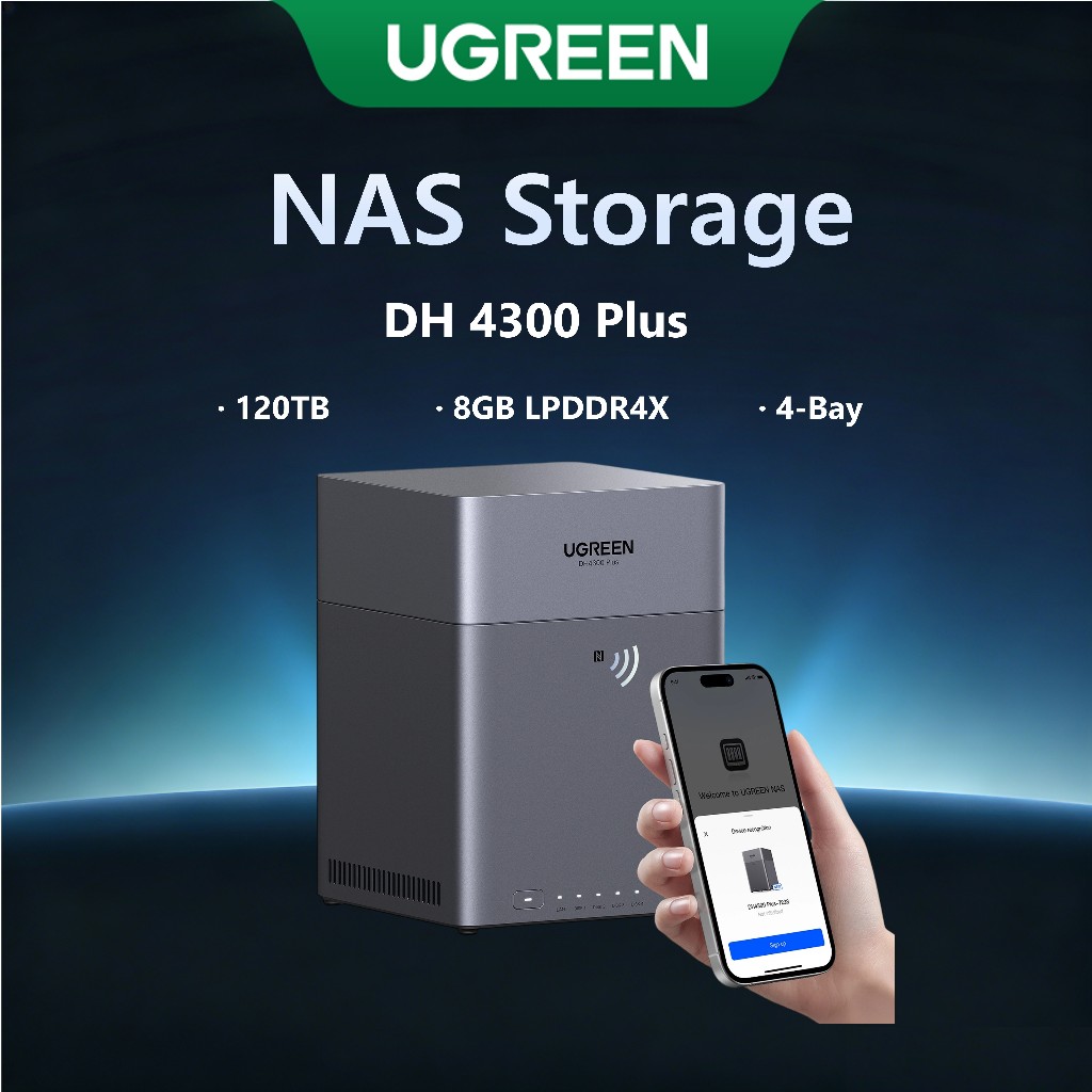 UGREEN NASync DH4300 Plus 4-Bay Desktop NAS, Support Capacity