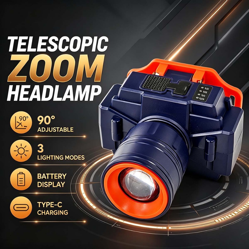 Multi Functional Led Variable Zoom Working Headlight With 3 Lighting ...