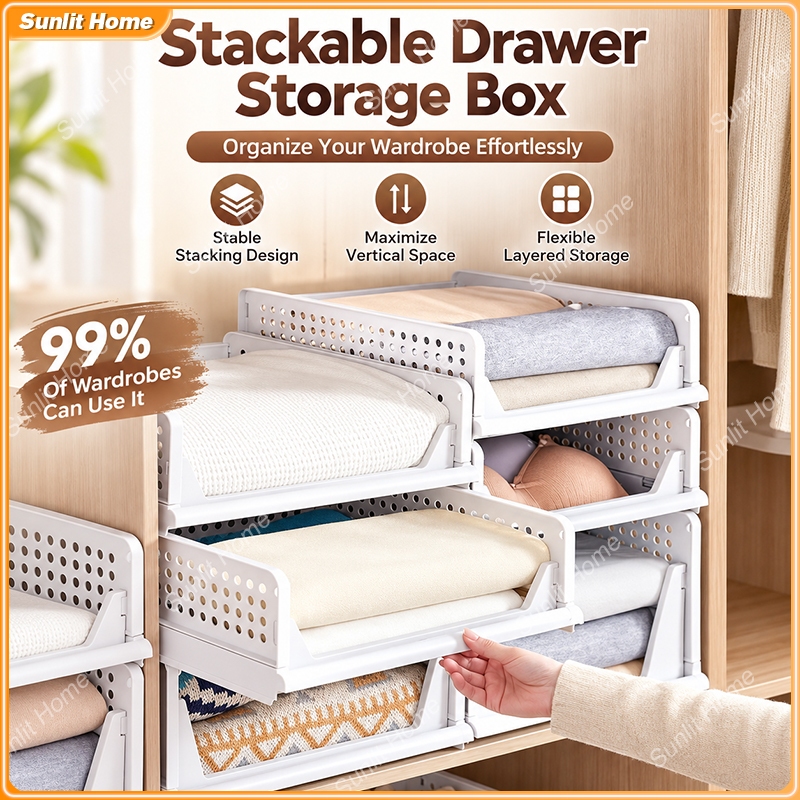 【SG Stock】Modular Retractable Multi Storey Stackable Drawer Storage Box ...
