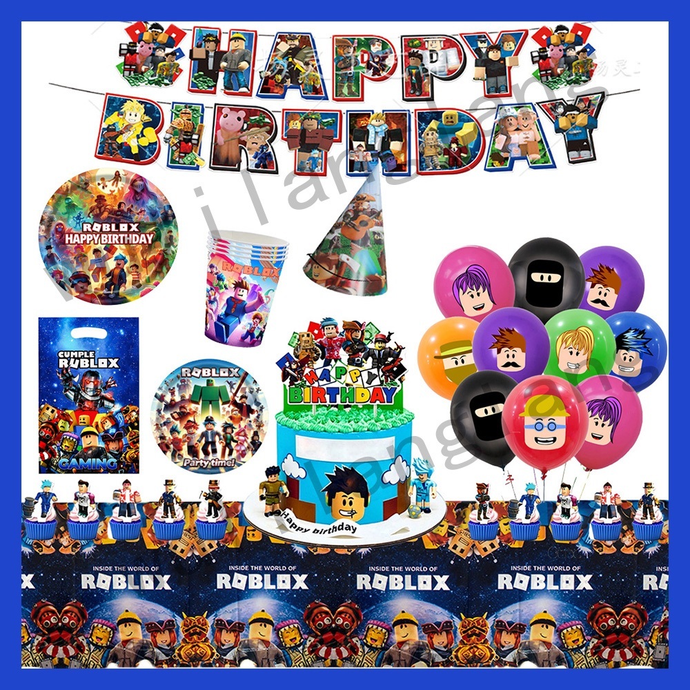 New Roblox Banner Balloon Set Roblox Themed Disposable Birthday ...