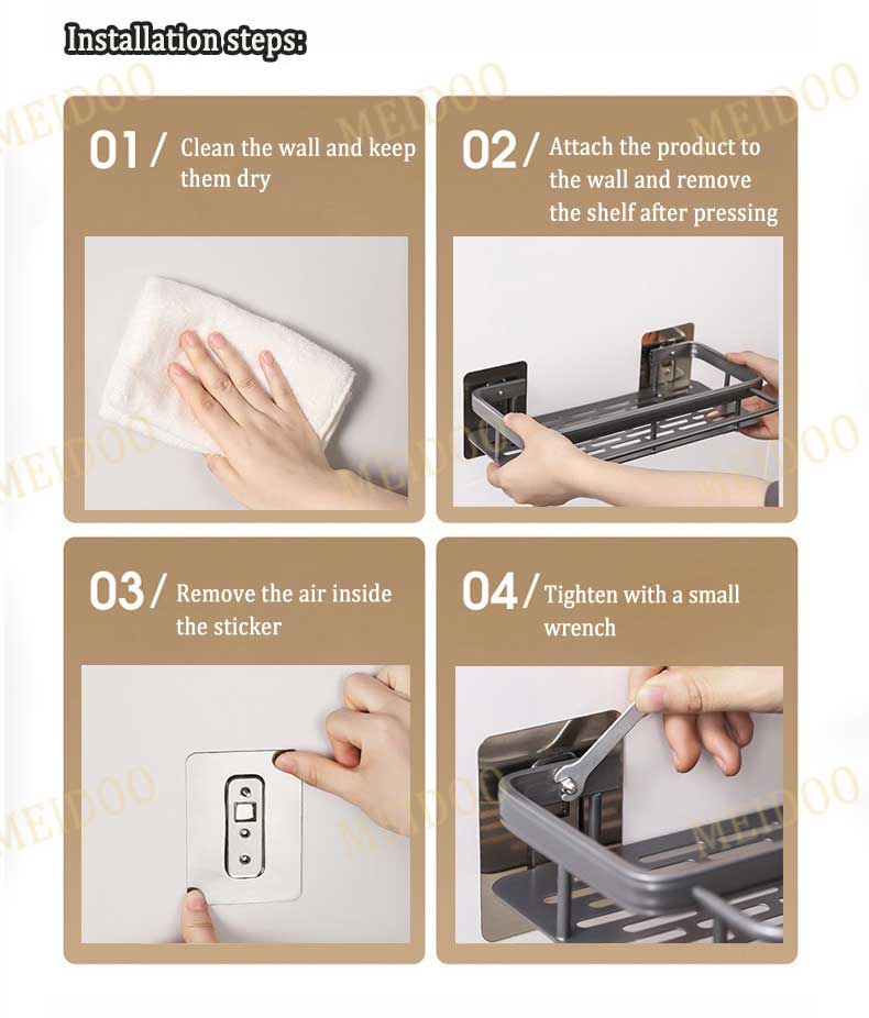 [SG Stock]MEIDOO Aluminum bathroom shelf toilet rack wall mounted punch ...