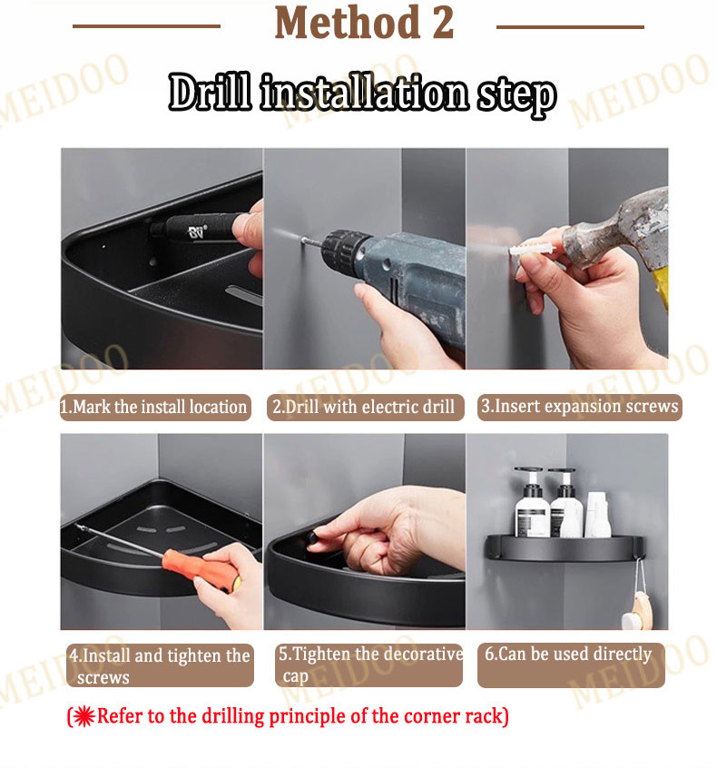 [SG Stock]MEIDOO Aluminum bathroom shelf toilet rack wall mounted punch ...