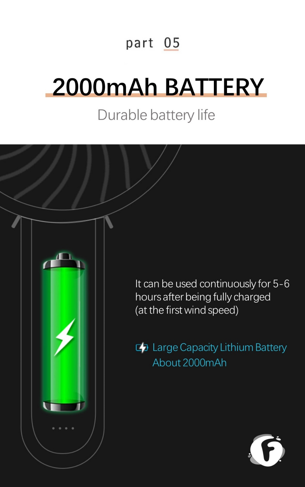 Edon Portable Handheld Fan 2000mAh, 3 Levels of Speed and 180° Foldable ...
