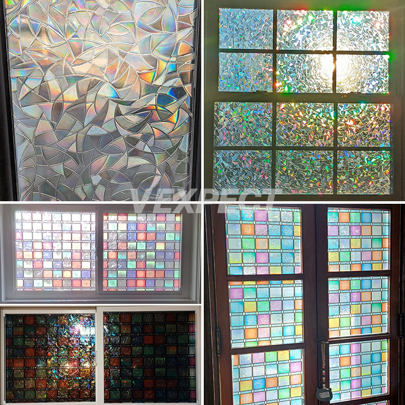 Upgrade Window Film Sticker 3D Rainbow Window Sticker Removable Non