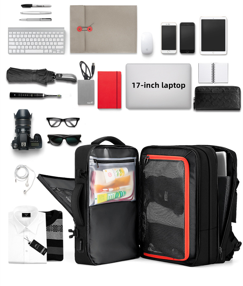 Expansion Men's Backpack Business Travel Large Capacity Bag 17.3inch ...