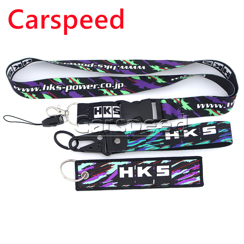 1PCS JDM Racing Style HKS Power Removable Lanyard Car Keychain Work ID ...