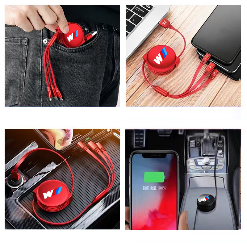 120cm 13A 3-in-1 Car Retractable USB Data Quick Charging Car Sticker ...