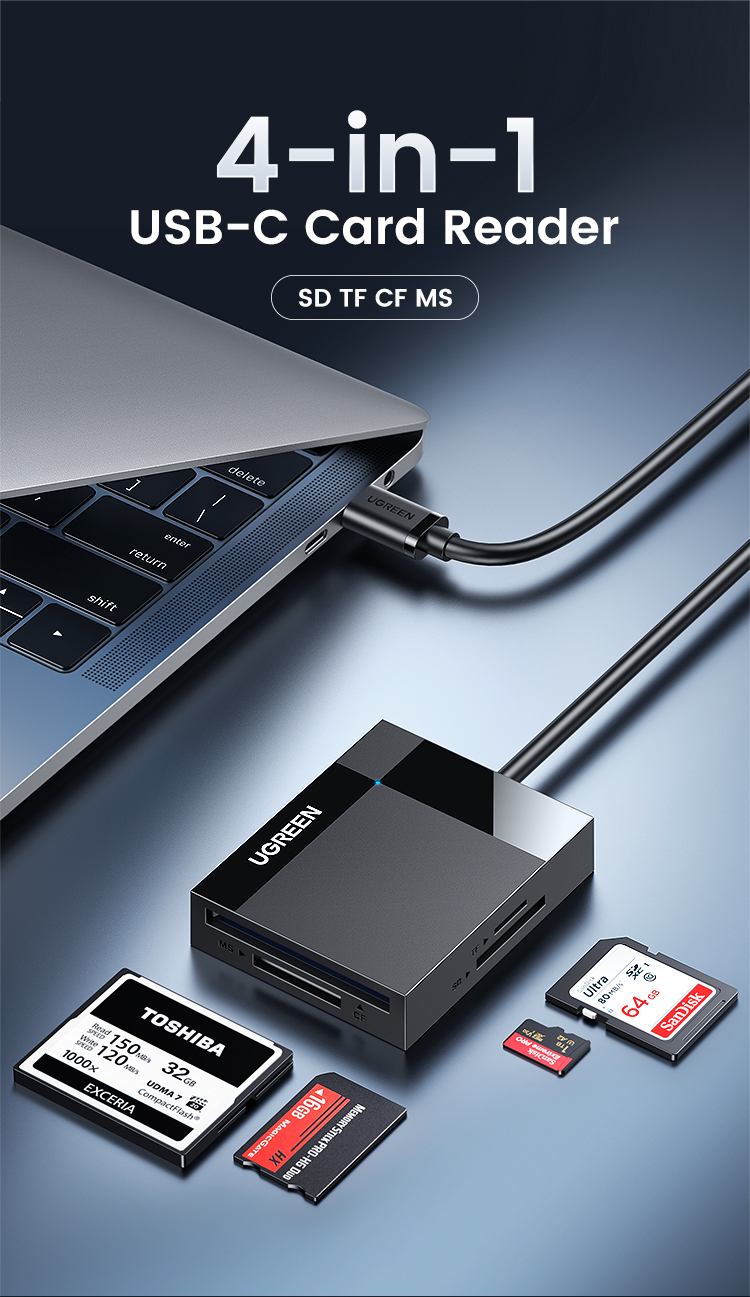 UGREEN USB C Card Reader for SD TF CF MS Card 4 IN 1 Card Reader ...