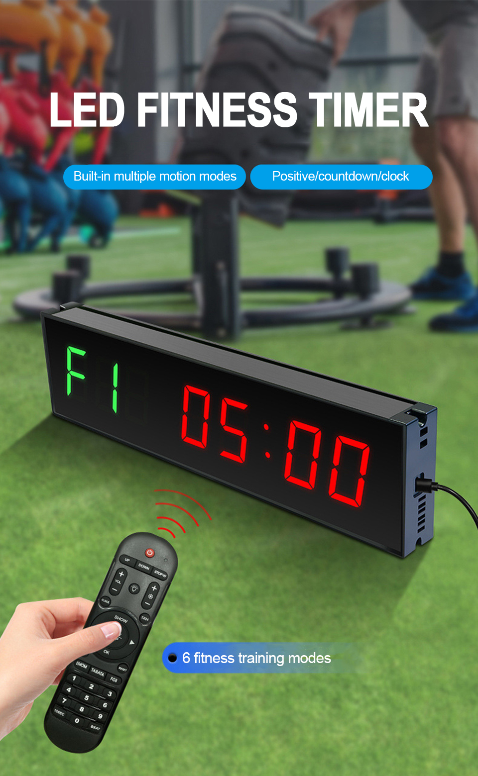 LED Large Screen Gym Timer 1.5Inch Digital Training Studying Count Down ...