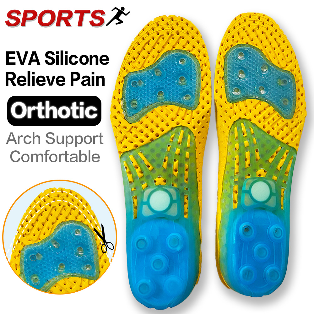 1 Pair Orthopedic Arch Support Insoles,Eva Spring Silicone Inserts,Flat ...