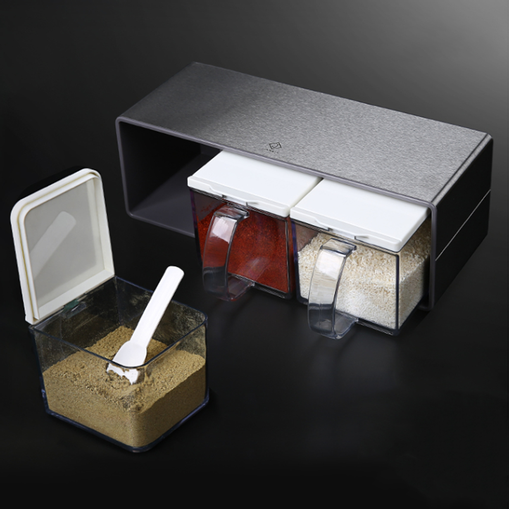 Stainless Steel Spice Containers - Gourmet Seasoning Box Rack & Salt ...