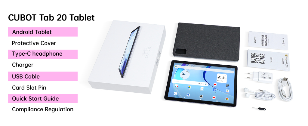 Cubot TAB 20, Wi-Fi tablette Android 13, Octa-core,Tactile
