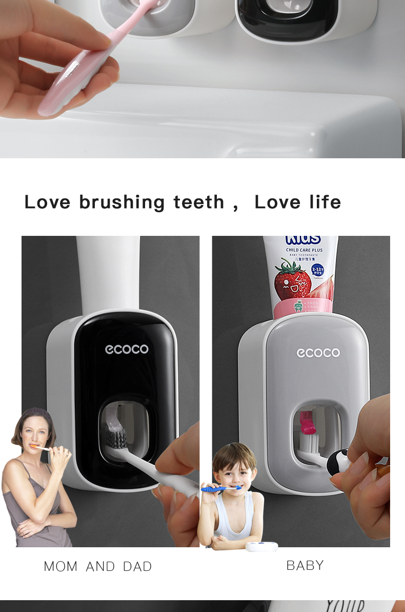 Ecoco Automatic Toothpaste Dispenser Wall Mounted Toothpaste Squeezer ...