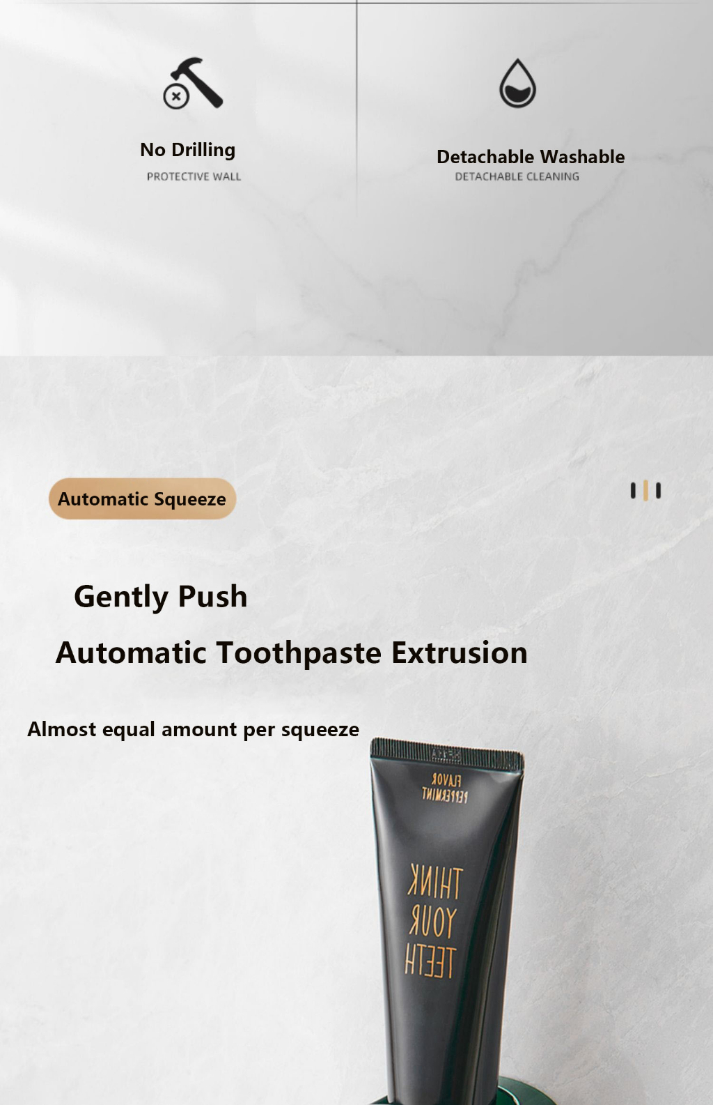 Ecoco Automatic Toothpaste Dispenser Wall Mounted Toothpaste Squeezer ...
