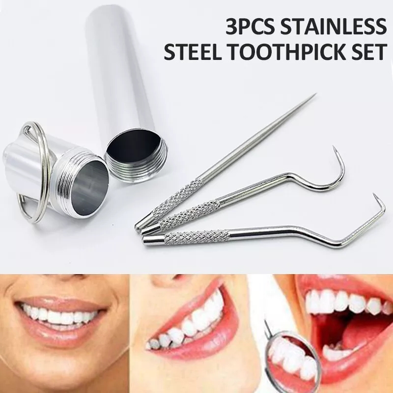 KIPRUN 3PC/7PC Toothpick Pocket Set, Reusable Stainless Steel Tooth ...