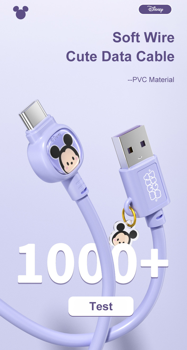 5A Disney TsumTsum Series Fast Charging Cable With Cute Pendant Mickey ...