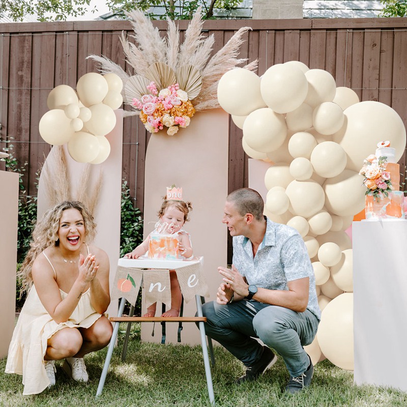 White Gold Balloon Garland Arch Kit Happy Birthday Balloons Party ...